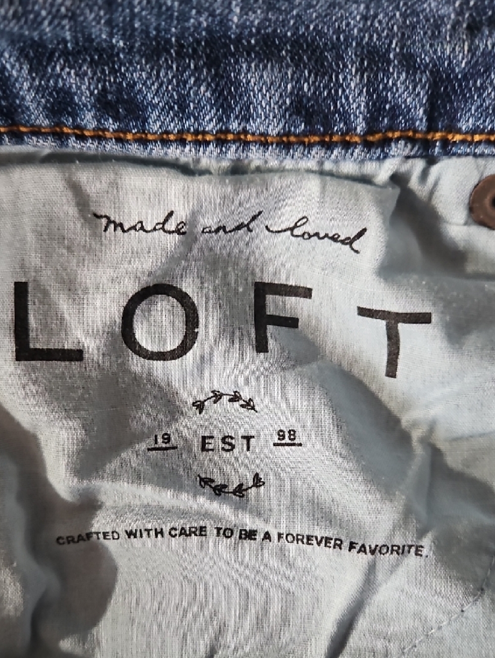 LOFT Medium Blue Straight-Leg Button Up Denim Jeans - Picture 4 of 5